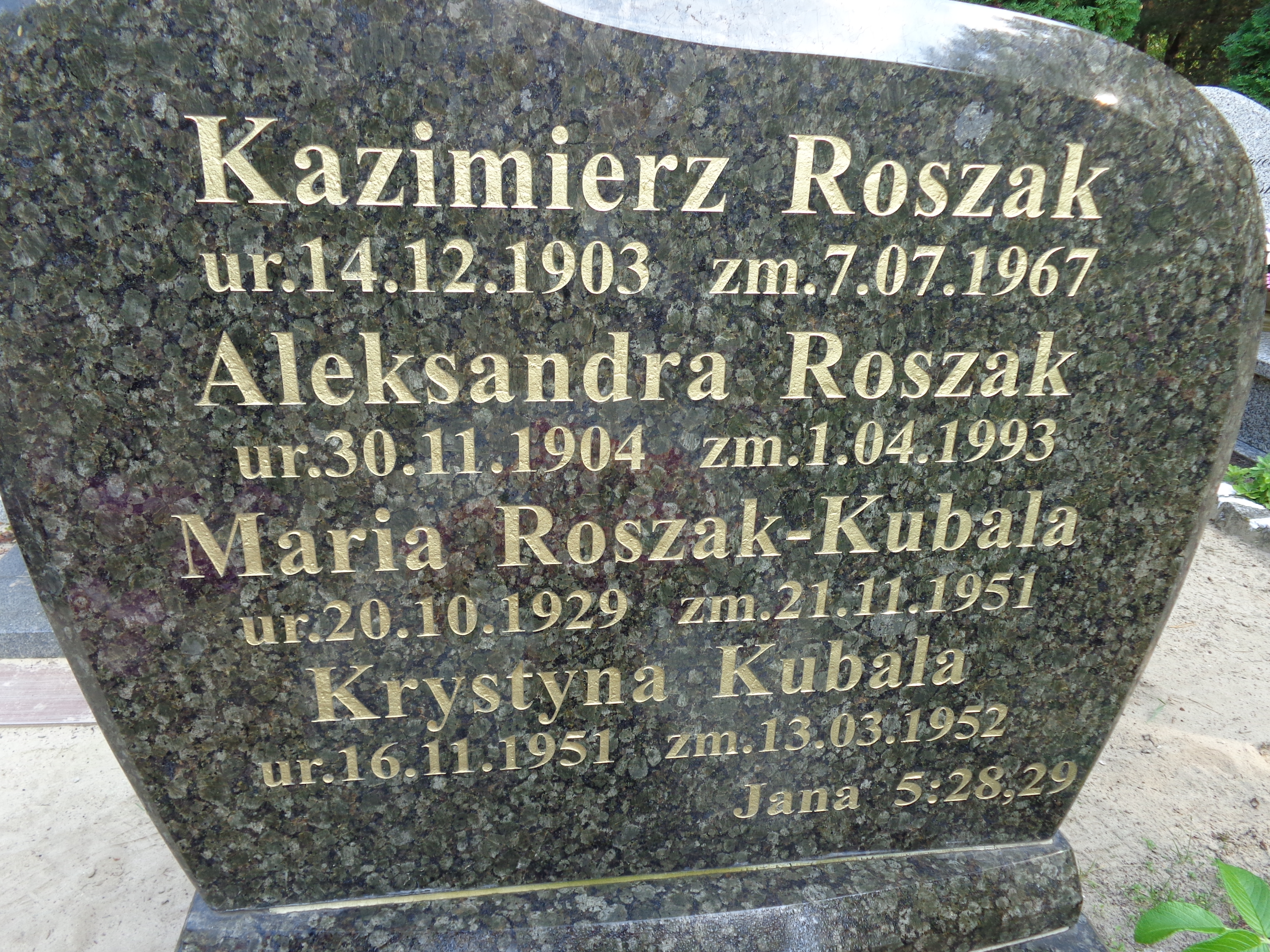 Maria Roszak Kubala 1929 Kożuchów - Grobonet - Wyszukiwarka osób pochowanych